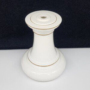 Vintage Lamp Base White Gold Trim 9" Tall 7" Diameter Lamp Parts Stiffel